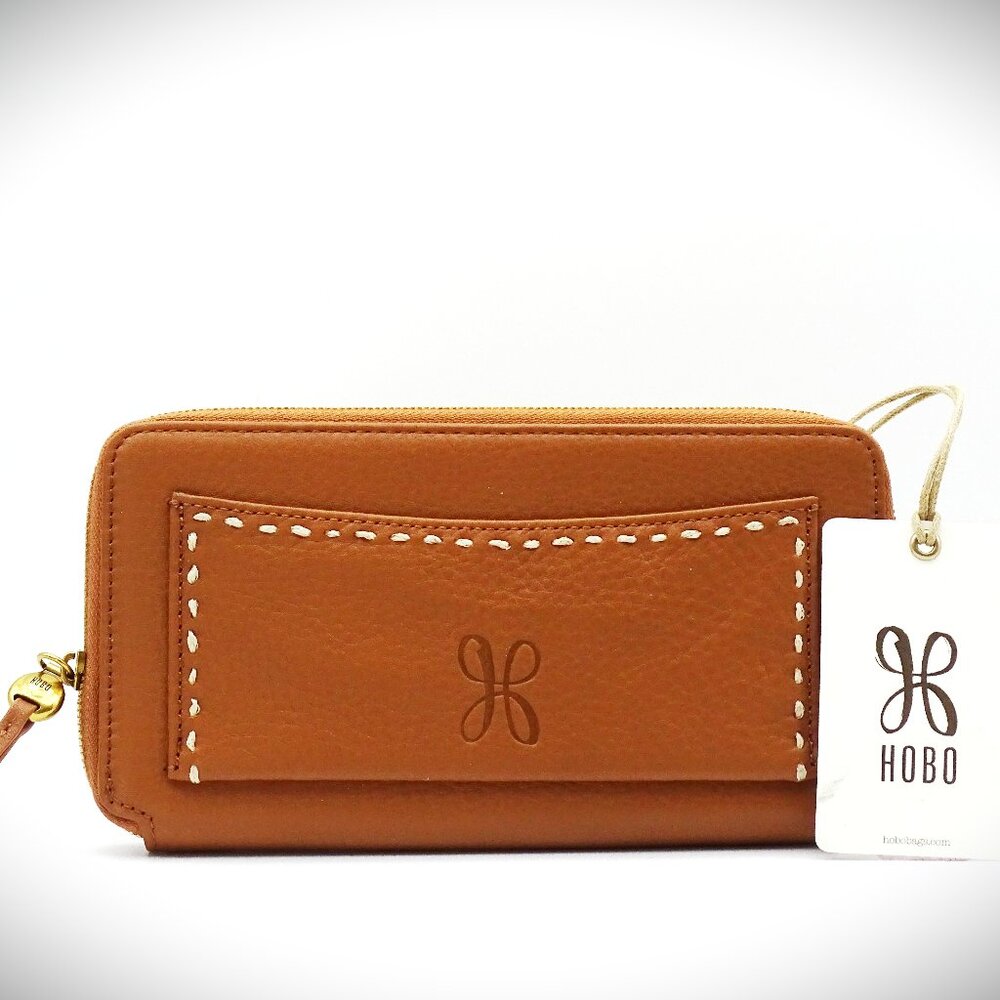 HOBO Hart Genuine Warm Honey Color Leather Large Zip Around Wallet